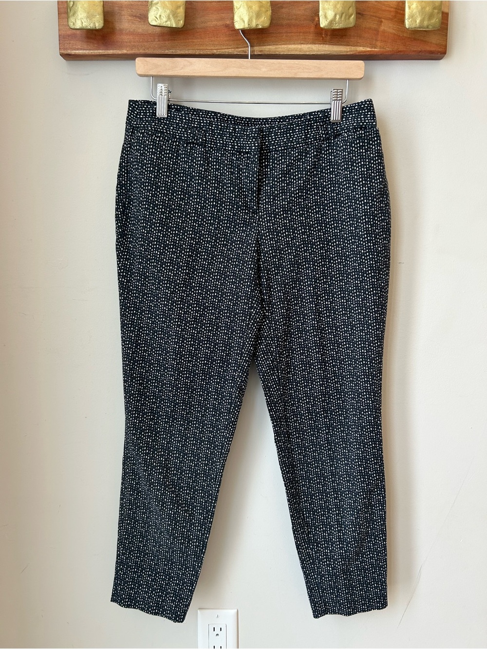 Kenar Black and White Cotton Ankle Pants - Business casual Officewear Size 8